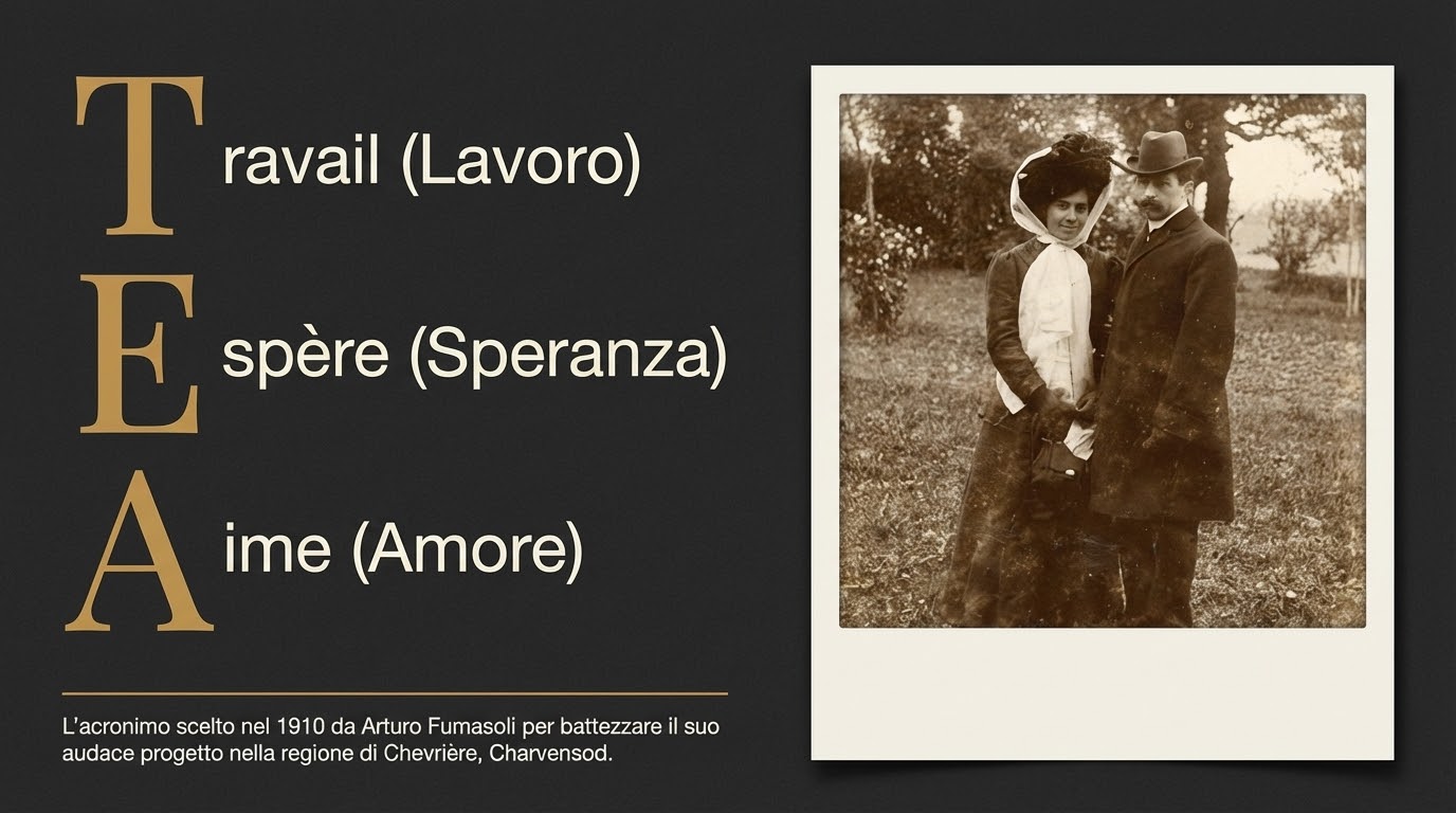 L'acronimo TEA: Travaille, Espère, Aime - scelto nel 1910 da Arturo Fumasoli